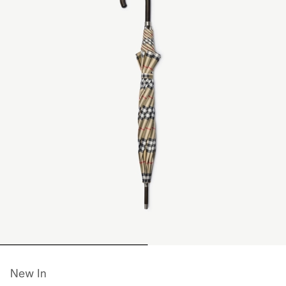 Burberry Checkered Umbrella in Beige and Black